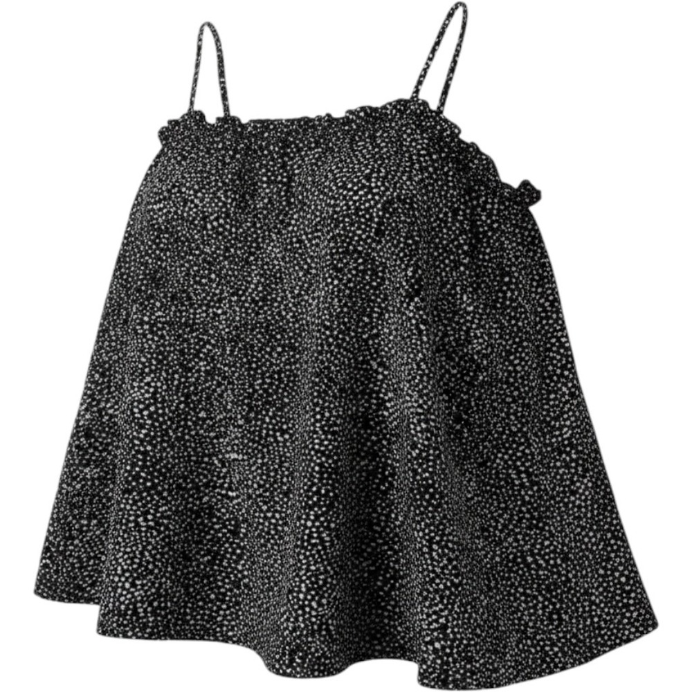 ODDI Strapy Blouse 1XL Black White Spotted Chic Pattern Layering Career Capsule